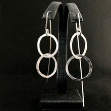 Load image into Gallery viewer, Large Double Circle Geometric Earrings Hammered
