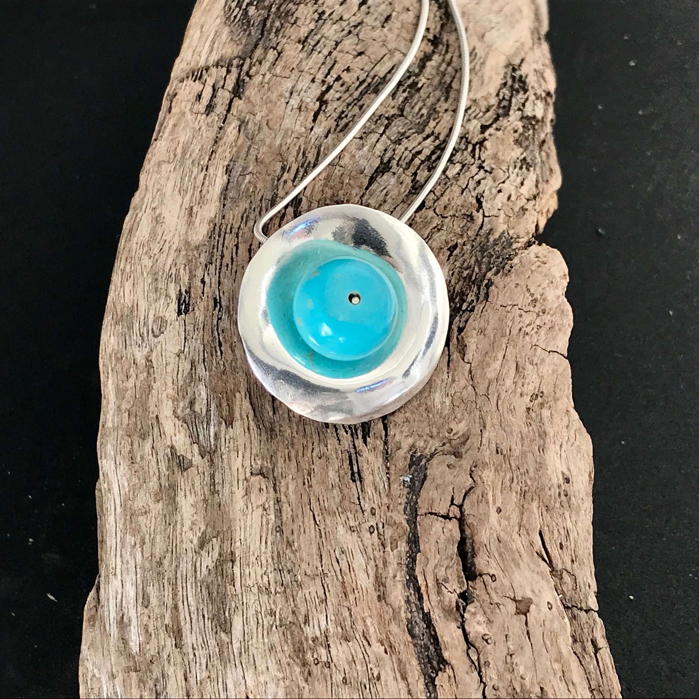 Sterling Silver Pendant with Turquoise Coloured Howlite