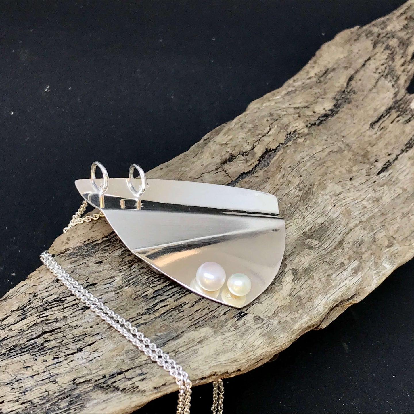 Sterling Silver Pendant with 2 Pearls